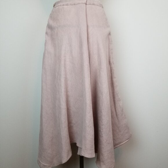 Mauve Linen Midi Skirt with Crochet Lace Accents by Catwalk Studio Size Medium - Picture 4 of 6